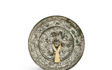 A bronze 'sea beasts and grapes' mirror, Tang dynasty 唐 青銅海獸葡萄紋鏡