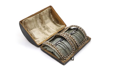 A cased pair of George III silver shoe buckles
