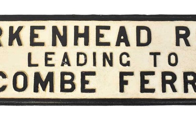 A cast iron sign 'Birkenhead Road Leading to Seacombe Ferry',...