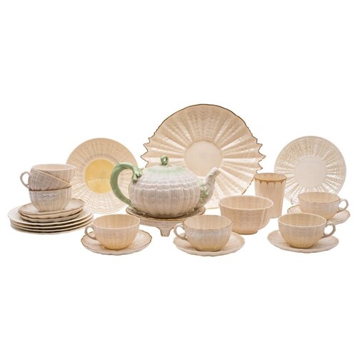 A collection of Belleek lustre porcelain tea wares: in the T...