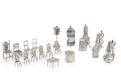 A collection of miniature furniture