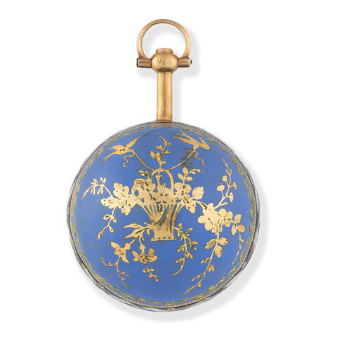 A continental gold and enamel key wind concealed ball form watch