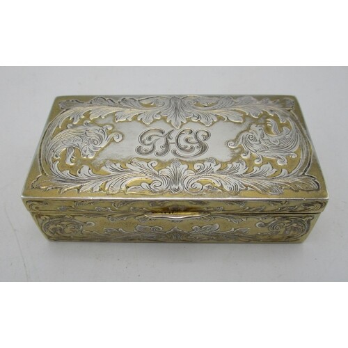 A continental sterling silver snuff box, of rectangular shap...