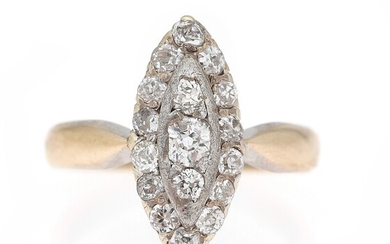 SOLD. A diamond ring set with numerous old-cut diamonds, mounted in 14k gold and white...