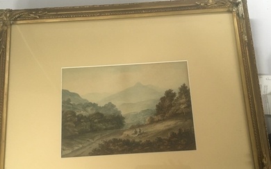 A framed late 18th or early 19th century watercolour figures...