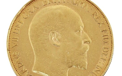 A gold £5 coin, Edward VII, 1902