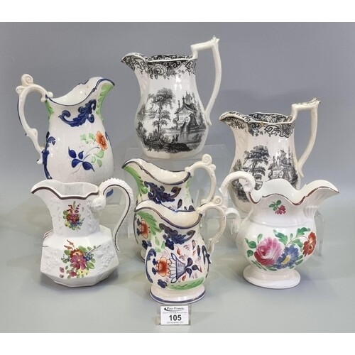 A group of Welsh pottery dresser jugs to include; graduated ...