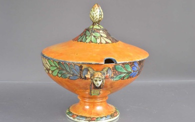 A large Art Deco style lustre-glaze tureen bowl and cover