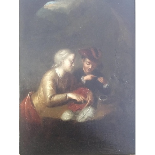 A late 18th Century oil painting on canvas two youths with f...