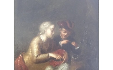 A late 18th Century oil painting on canvas two youths with f...