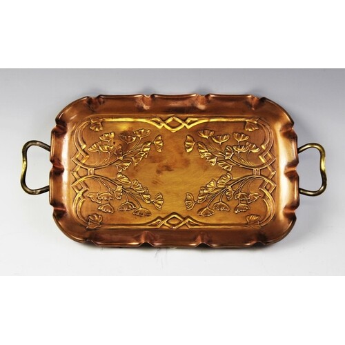 A late 19th/early 20th century German Art Nouveau copper tra...