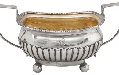 A late George III silver twin handled sugar basin