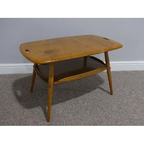 A mid 20thC Ercol beach and elm Tray Table, Model 457, the r...