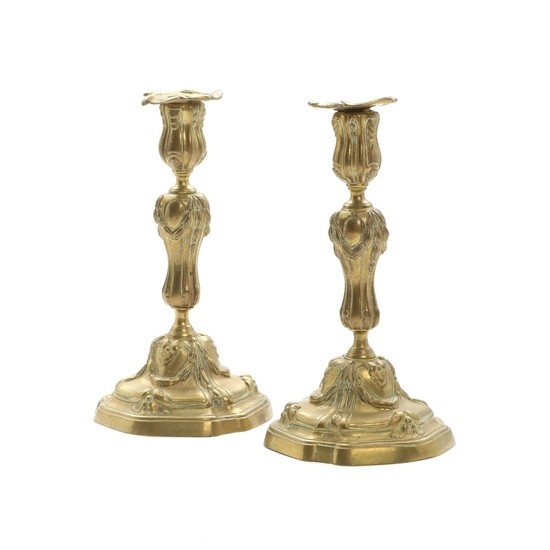 A pair of 19th century French bronze candlesticks. H. 27 cm. (2)