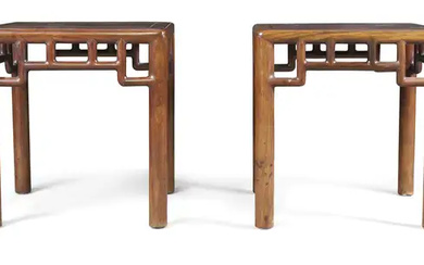 A pair of Chinese hongmu Ming style stools Qing dynasty, 19th century...
