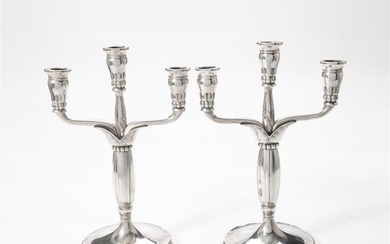 A pair of Danish silver candelabra, designed by...
