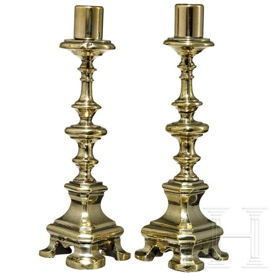 A pair of Italian miniature candlesticks, early 18th
