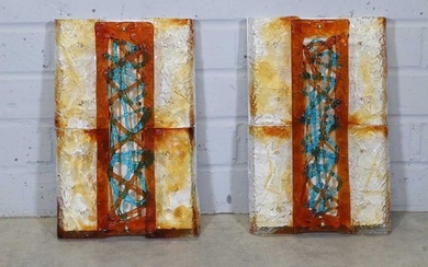 A pair of Murano glass 'Patchwork' wall sculptures