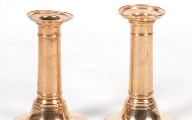 A pair of late Gustavian brass candlesticks. Early 19th century.