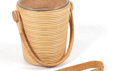 A rattan ice bucket with glass insert, Denmark, second half of the 20th century.
