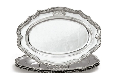 A set of four George III silver serving dishes ensuite part of the 2nd Earl of Pomfret's service, Parker and Wakelin, London, 1763