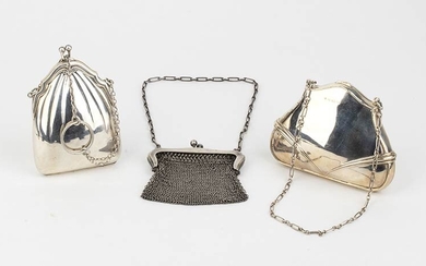 A set of three silver lady's coin purse - early...