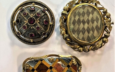 A trio of brooches in the Scottish style