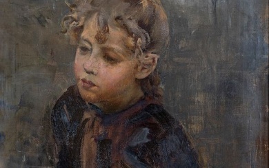 ALESSANDRO MILESI (Venezia, 1856 - 1945), Portrait of a little girl, 1897