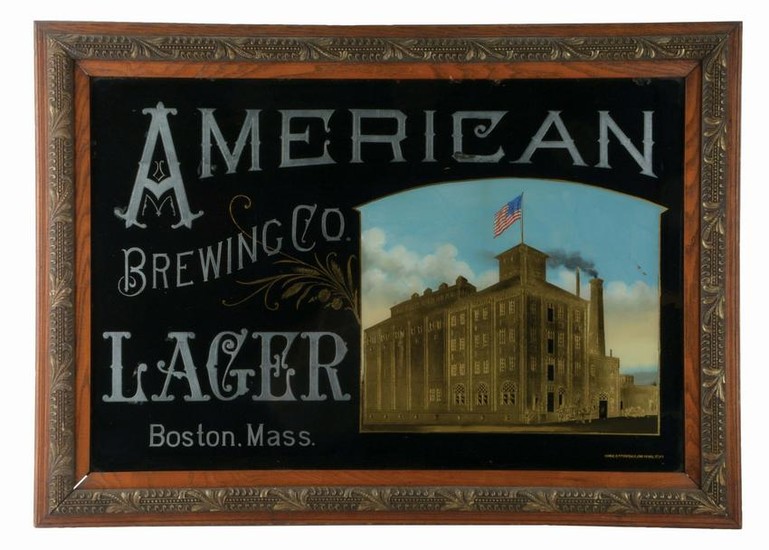 AMERICAN BREWING COMPANY LAGER REVERSE GLASS