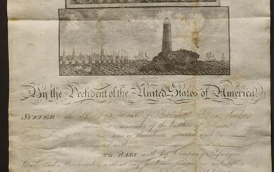 AN 1805 SHIP PASSPORT SIGNED BY JEFFERSON & MADISON