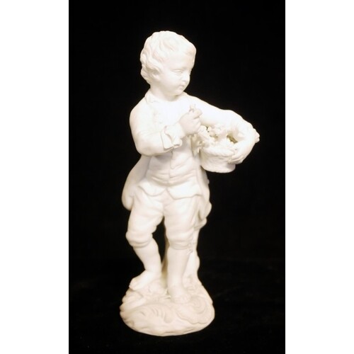 AN 18TH CENTURY DERBY BISCUIT PORCELAIN FIGURE, A YOUNG BOY ...