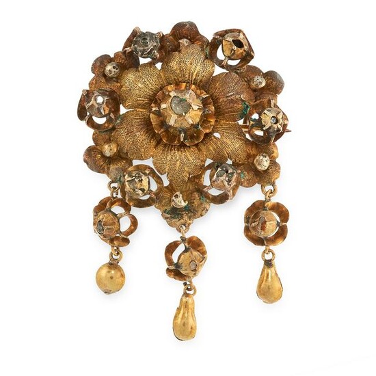 AN ANTIQUE DIAMOND BROOCH, 19TH CENTURY in yellow gold