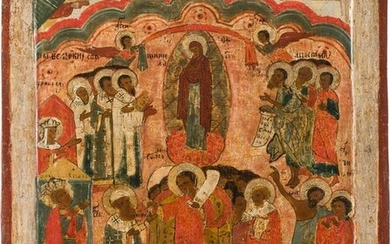 AN ICON SHOWING THE POKROV Russian, 17th century