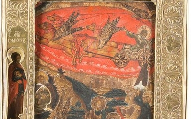 AN ICON SHOWING THE PROPHET ELIJAH, HIS LIFE IN THE