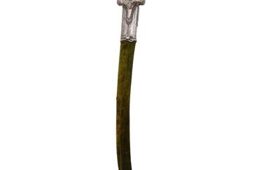 AN INDIAN SILVER-MOUNTED TALWAR SWORD WITH TIGER POMMEL, 19TH C.