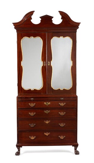 AN IRISH GEORGE II MAHOGANY SECRETAIRE CABINET IN THE MANNER OF GILES GRENDEY, CIRCA 1740