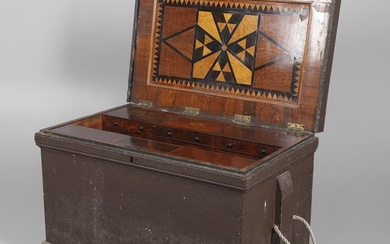 AN UNUSUAL 19TH CENTURY MASTER SHIPWRIGHT'S CHEST. the hinge...