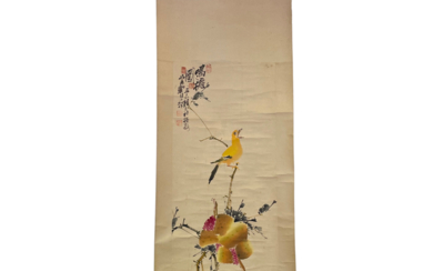 佚名 彩墨画 鸣龝图 ANONYMOUS CHINESE INK AND COLOR PAINTING BIRD SINGING IN AUTUMN