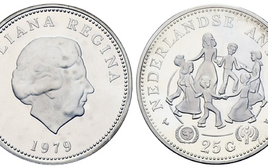 ANTILLES NÉERLANDAISES. 25 Gulden 1979 Argent PROOF. KM#22. Ag. (7,22 g). PREUVE