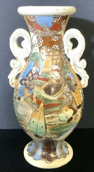 ASIAN SATSUMA Porcelain Ceramic Vase, Vintage