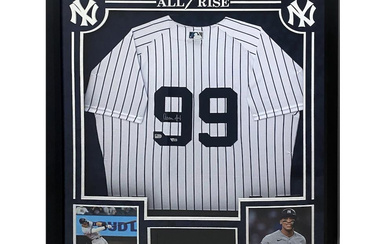 Aaron Judge Signed Custom Framed Authentic Yankees Jersey with Actual Video Display Monitor to Play Highlights (Fanatics)