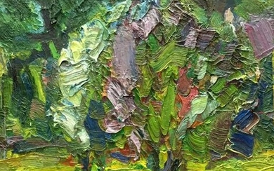 Abstract oil painting Green garden Dupliy Sergey