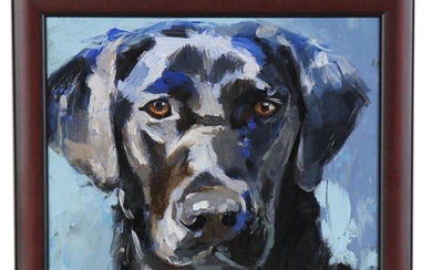 Adam Deda Oil Painting "Blacky - A Black Labrador"