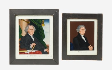 After Gilbert Stuart (1755-1828), Two Presidential portraits: John Adams and Thomas Jefferson