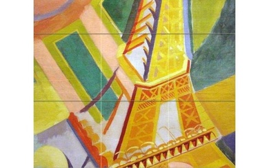 After R. Delaunay, Paris Eiffel Tower Ceramic Art Tile Mural