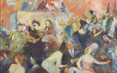 Alfred Buchta, Austrian 1880-1952 - Maskenball; oil on board, with artist estate stamp on the reverse, 43.5 x 34.5 cm Provenance: Giese & Schweiger Kunsthandel, Vien, 10th January 1990, The Geoffrey and Fay Elliot Collection, purchased from the...