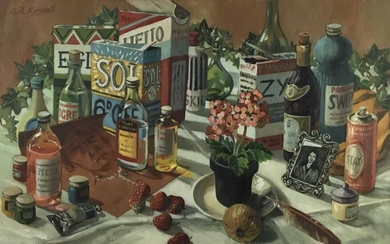 Alice Rebecca Kendall (1922-2011) oil on canvas, Large still life , signed N.B. Alice Rebecca Kendall was the President of the Royal Society of Women Artists