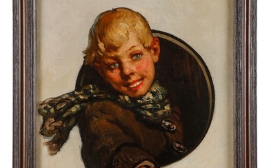 American Artist (Early 20th c.) "Boy Waving From A Porthole"