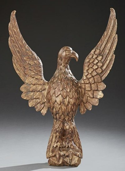 American Carved Gilt Wood Spread Wing Eagle, 19th c.