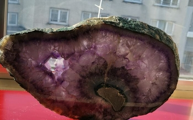 Amethyst (purple variety of quartz) Slice - 41×25×5 cm - 8 kg - (1)